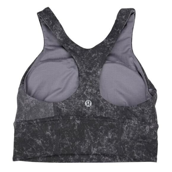 Lululemon Wunder Train Longline Bra In Denim Wash Print Dusky Lavender Black 2 - Picture 6 of 9